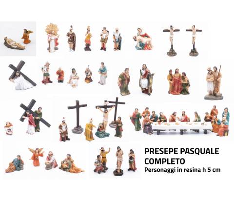 Presepe Pasquale Completo - resina h 5 cm