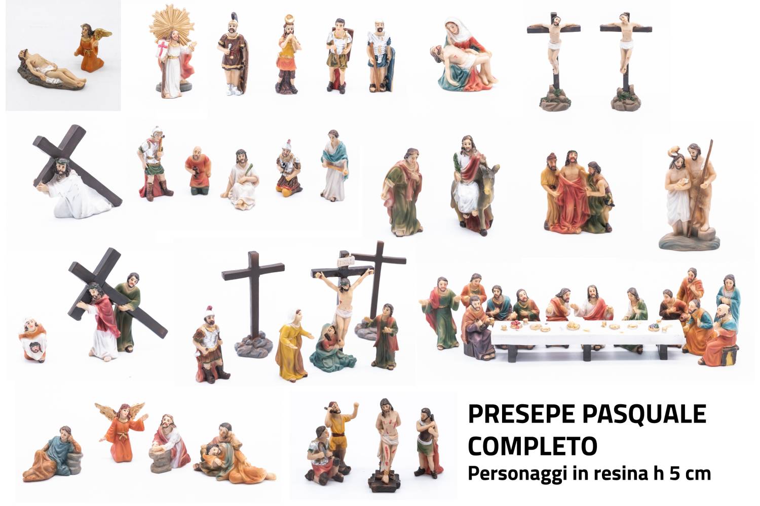 Presepe Pasquale Completo - resina h 5 cm