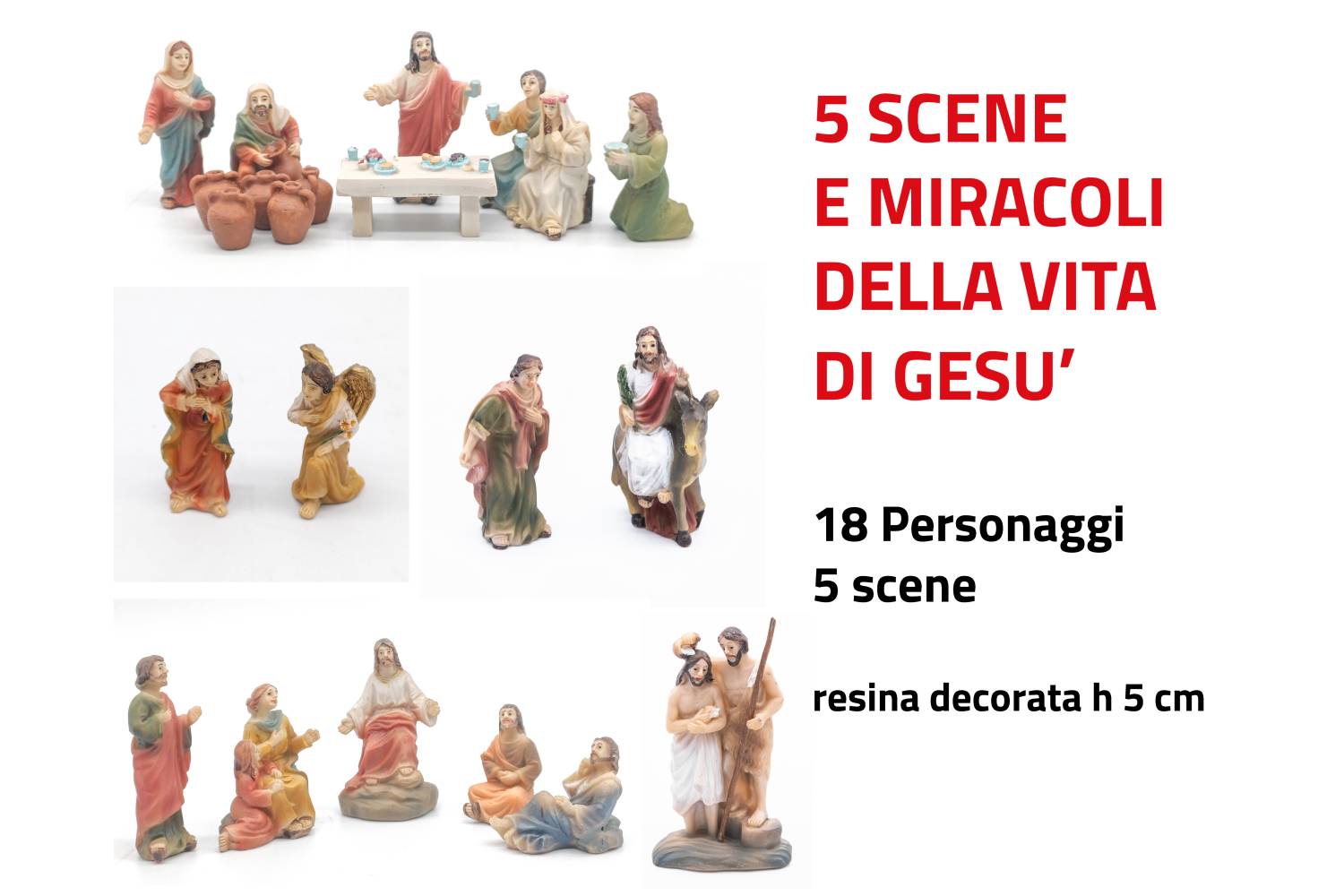 Scene Vita e Miracoli Gesù - resina h 5 cm